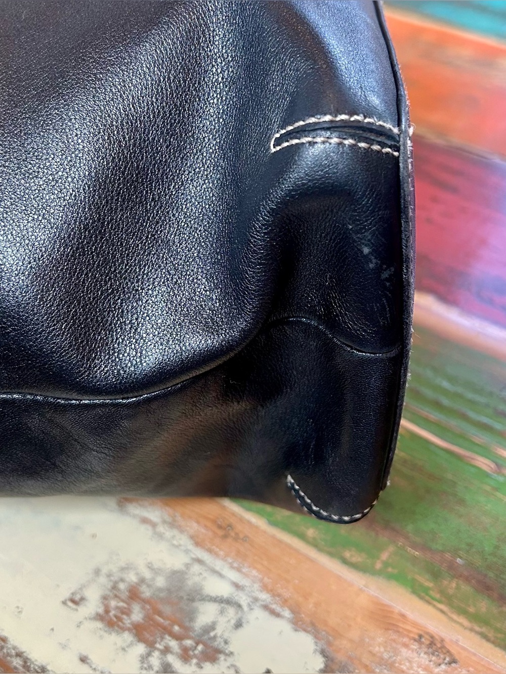 Vintage Y2K Coach Black Leather Hampton Shoulder Tote Bag 5246 - Picture 4 of 16